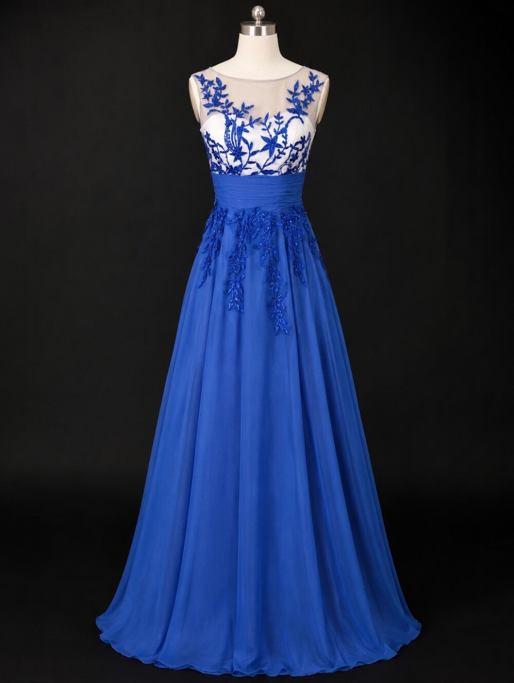 Blue flower applique dress 27" waist